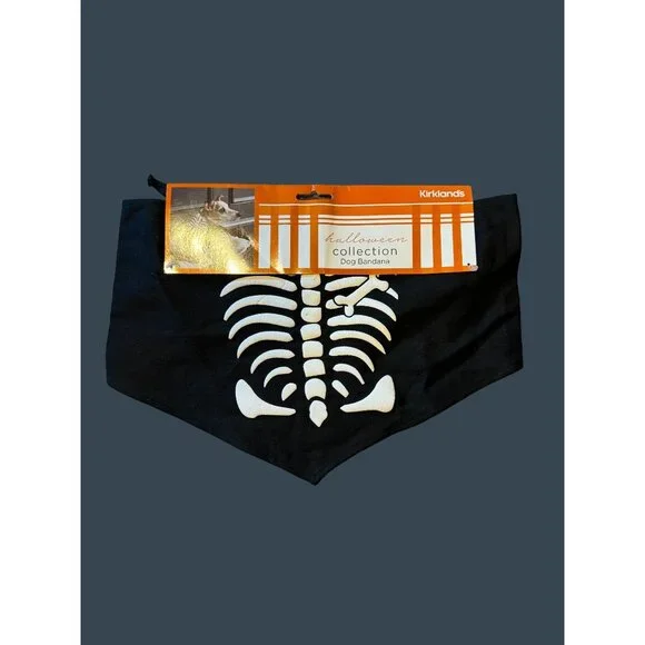 Kirkland's Halloween Collection Dog Bandana With Skeleton Print M/L - Picture 7 of 10